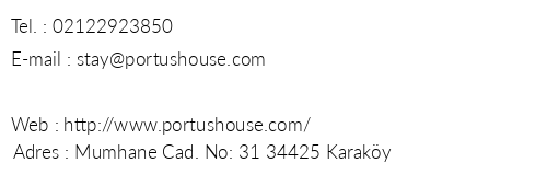 Portus House telefon numaralar, faks, e-mail, posta adresi ve iletiim bilgileri
